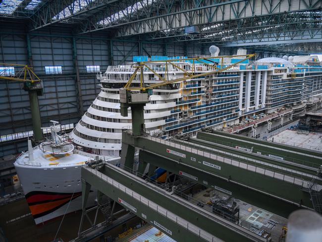 The 337m-long ship can accommodate 6600 passengers, cast and crew.