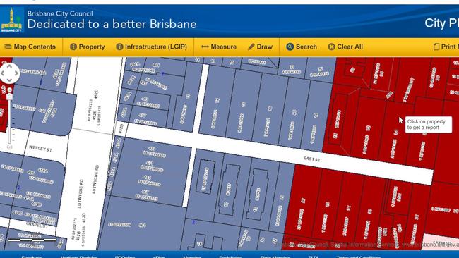 East St Lutwyche as shown on Brisbane City Council’s City Plan online mapping tool. The roadways are marked in white. 