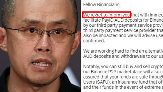 Binance said it can no longer facilitate some PayID AUD payments.