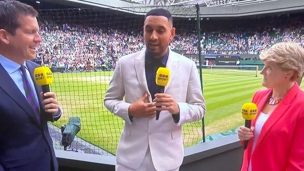 Nick Kyrgios was dressed to kill. Photo: BBC.