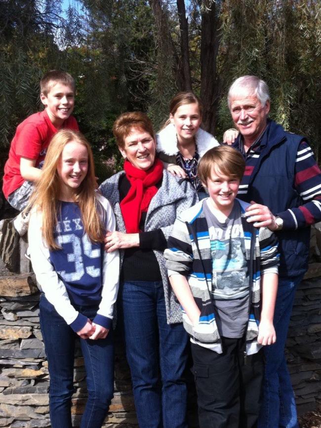 Veronica Leaney, and late husband Roger with their grandchildren Picture: supplied by family