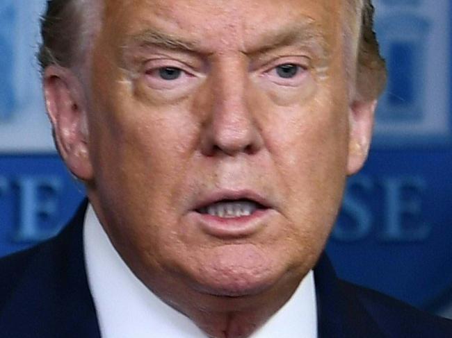 US President Donald Trump speaks to the press in the Brady Briefing Room of the White House in Washington, DC, on August 10, 2020. (Photo by Brendan Smialowski / AFP)