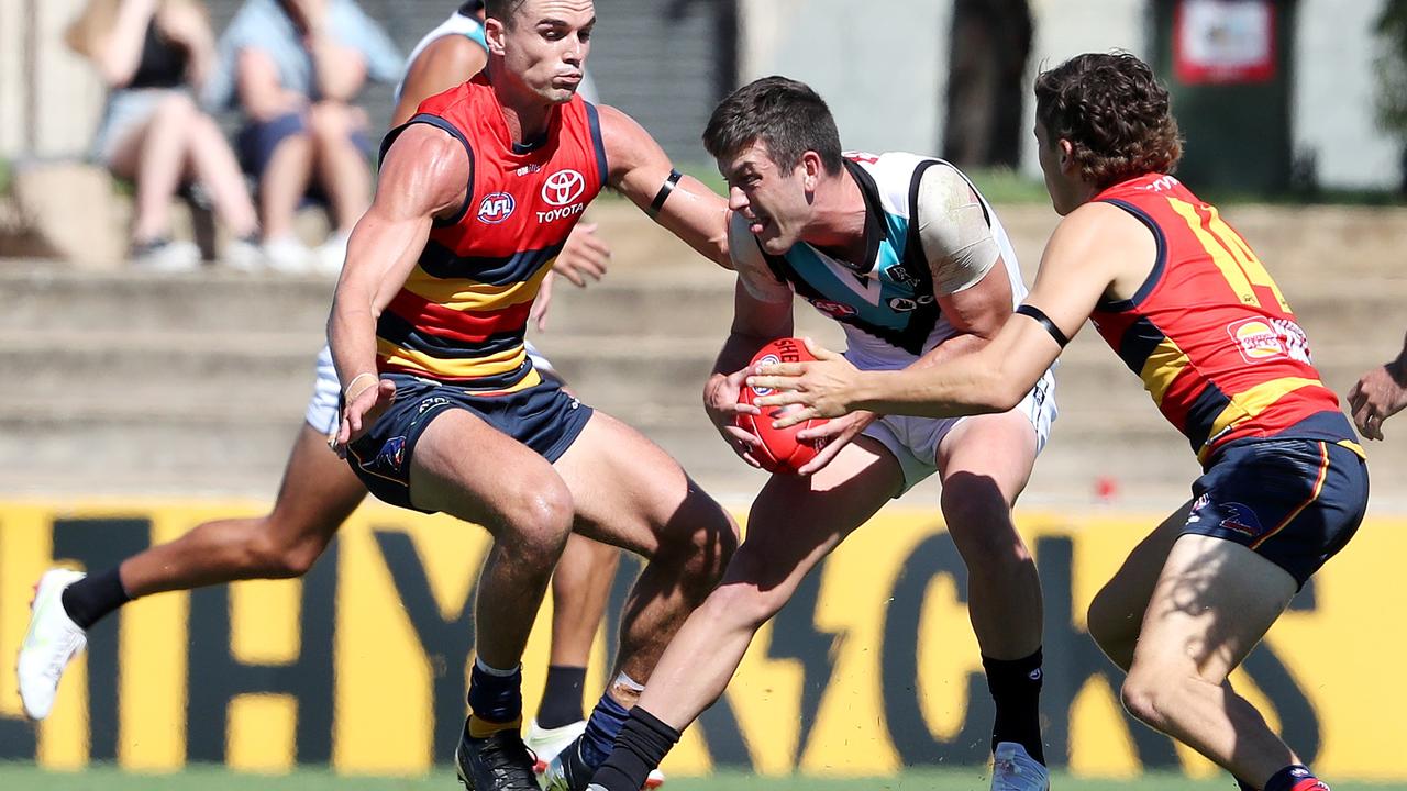 Zak Butters starred with 32 disposals for the Power. Picture: Sarah Reed/AFL Photos