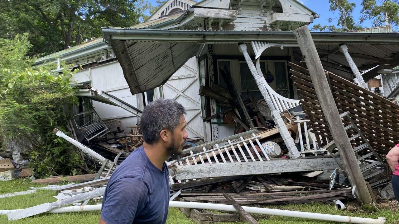 The scene of the partial house collapse in Ashgrove.