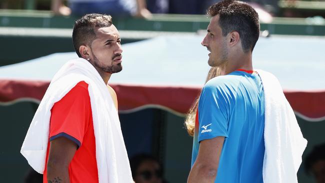 Australia’s troubled tennis stars Nick Kyrgios and Bernard Tomic.