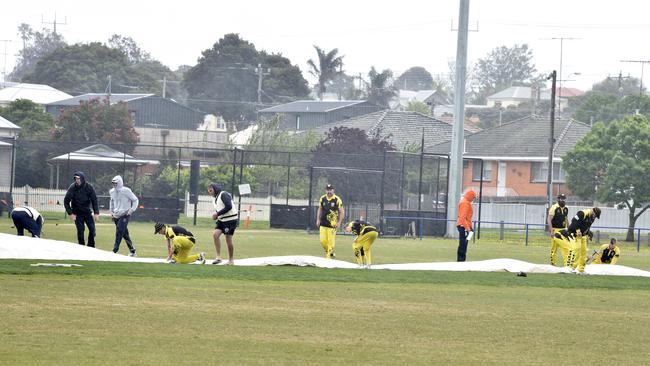 Rain stops play at the GCA2: Geelong City v Torquay. Richmond Oval, East Geelong, game. Picture: Alan Barber