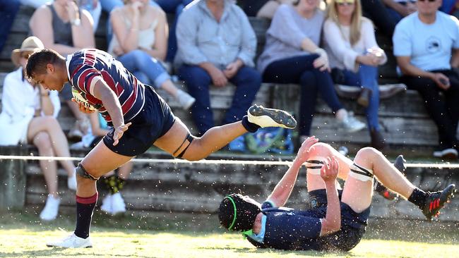 TSS flanker Ngiyaani Waters scoring a try. Picture: Richard Gosling