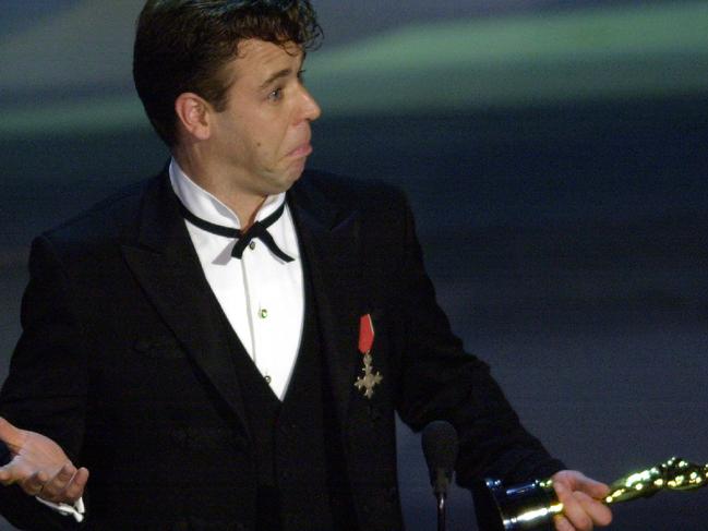 Actor Russell Crowe winning the Oscar for Best Actor at the 2001 Academy Awards.