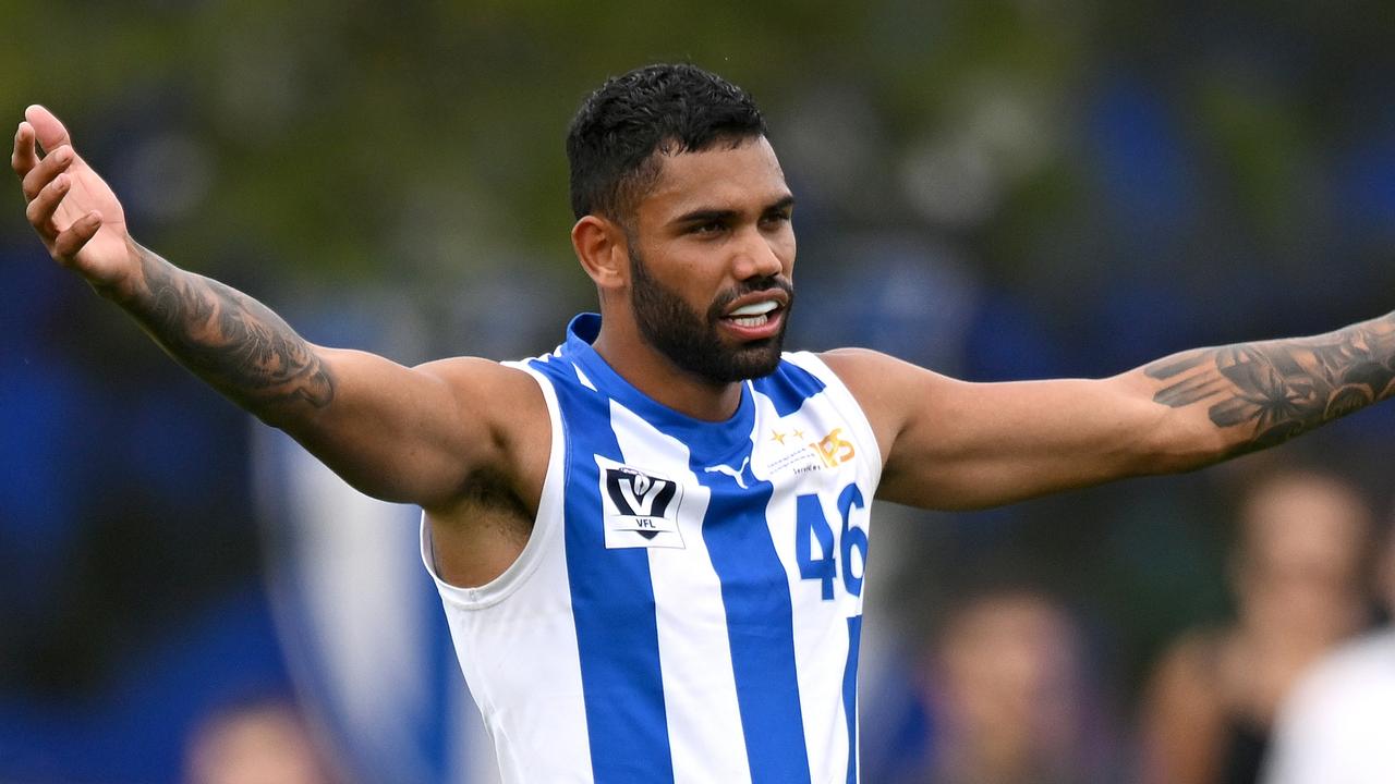 Tarryn Thomas is set to return via North Melbourne’s VFL side this weekend. Picture: Morgan Hancock / Getty Images