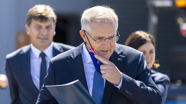 Morrison visits the Toyota Hydrogen Centre in Altona to unveil a new $250m electric vehicle plan. Picture: David Geraghty