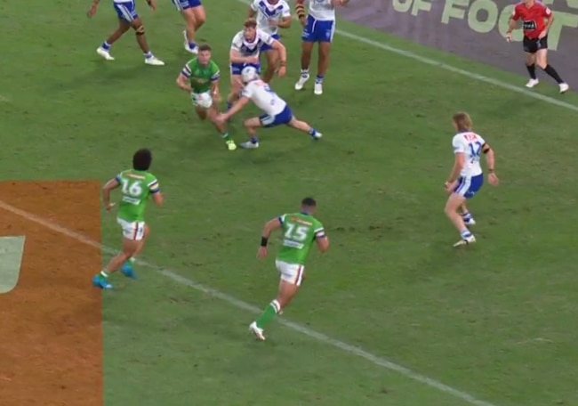 Wighton was denied for this in a tight call. Photo: Fox Sports