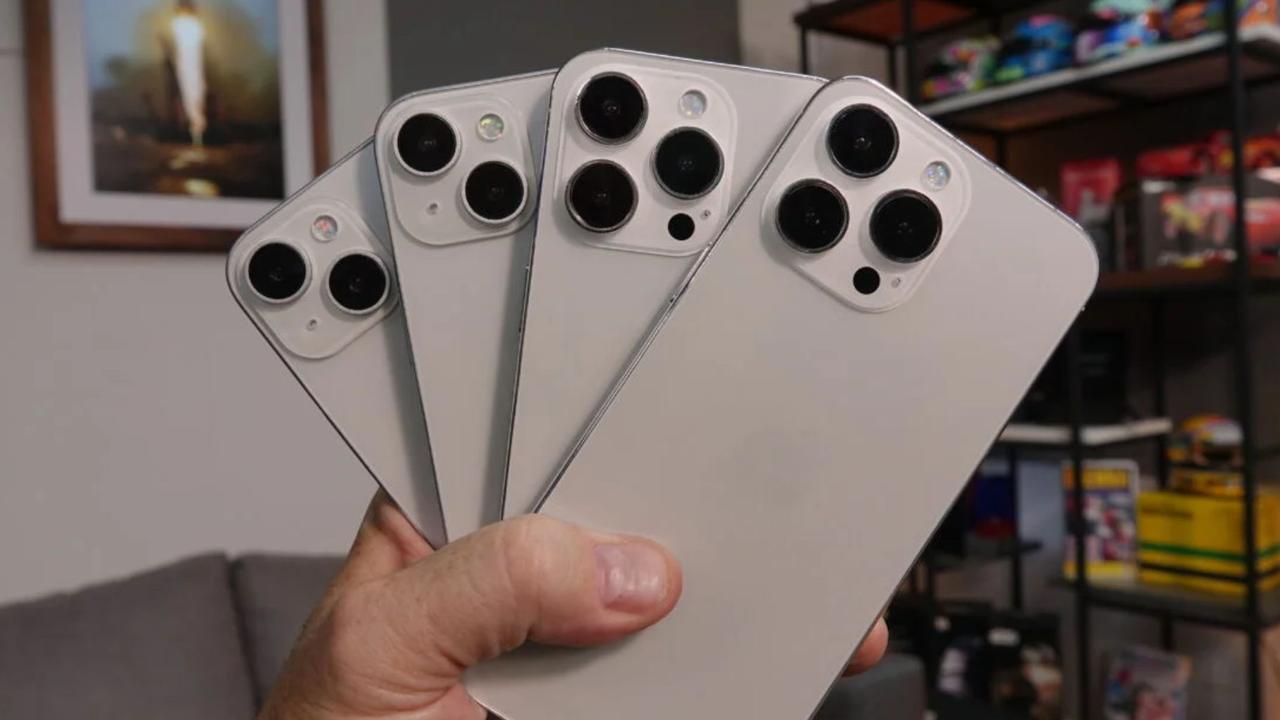 The four iPhone 15 "dummy models". Picture: Supplied/EFTM.com