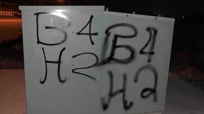 Council property tagged with graffiti at Highland Reserve, Coomera. Photo: Facebook - Josie Miller