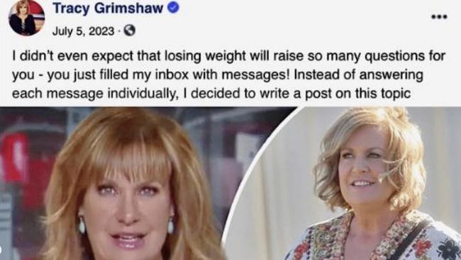 A fake Facebook post showing Tracy Grimshaw selling diet techniques. Picture: Facebook