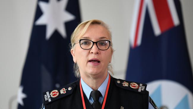 Queensland Police Commissioner Katarina Carroll speaks during a press conference to provide a COVID-19 update. Picture: NCA NewsWire / Dan Peled