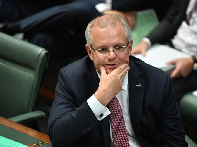 Prime Minister Scott Morrison during Question Time in the House of Representatives at Parliament House in Canberra, Tuesday, December 4, 2018. (AAP Image/Mick Tsikas) NO ARCHIVING