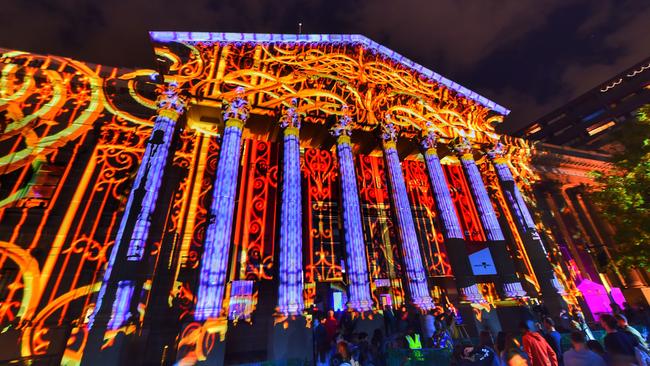 White Night lights up Melbourne’s State Library. Picture: Tony Gough