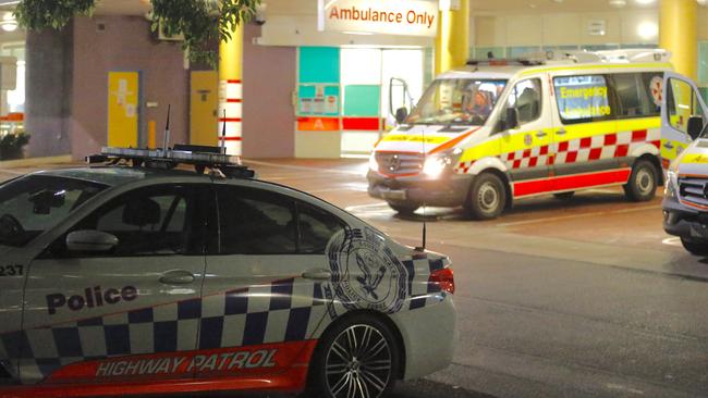 Police and ambulance paramedics at Bankstown Hospital.