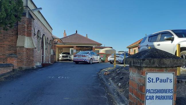 Ipswich police attending the scene of a threat hoax at St Paul’s Anglican Church