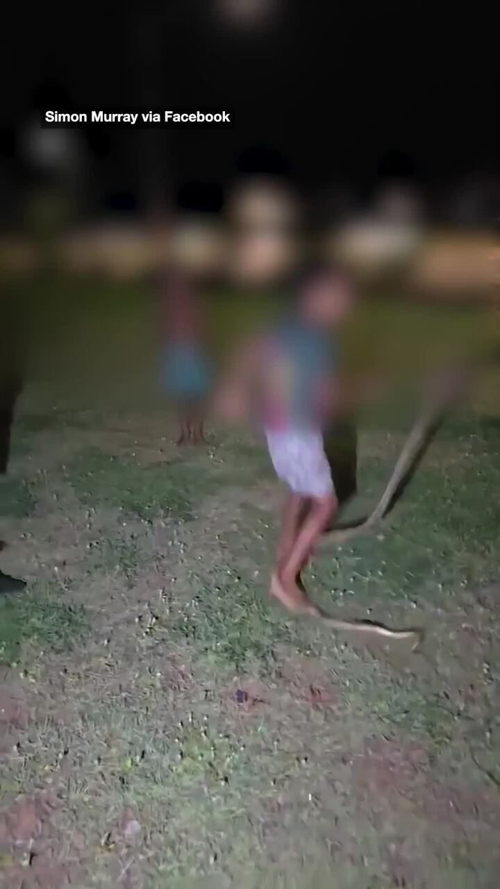 Shocking footage of children using dead snake as skipping rope