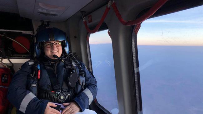 CareFlight nurse Nadine Tipping on the way to a job.