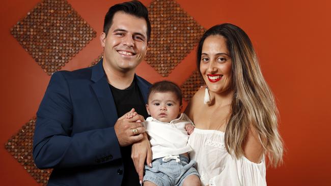 Tenor Mark Vincent with his wife Stephanie and their son Matteo. Picture: Jonathan Ng