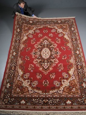 Replica of a floor rug found wrapped around David Fletcher’s body.