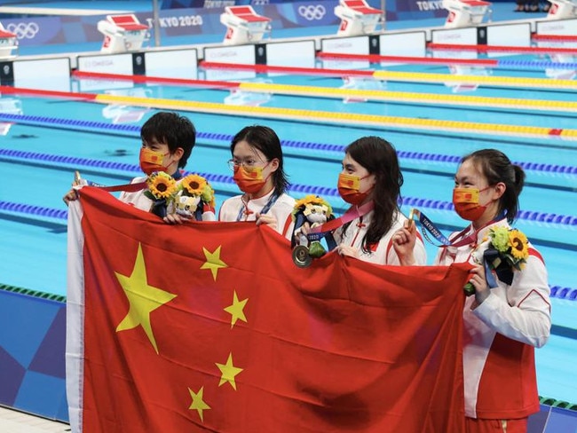 China won gold in the women’s 4 x 200m freestyle relay at the 2021 Tokyo Olympic Games.