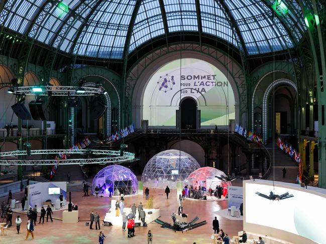 People take part in the Artificial Intelligence (AI) Action Summit, at the Grand Palais, in Paris, on February 10, 2025. (Photo by Ludovic MARIN / AFP)