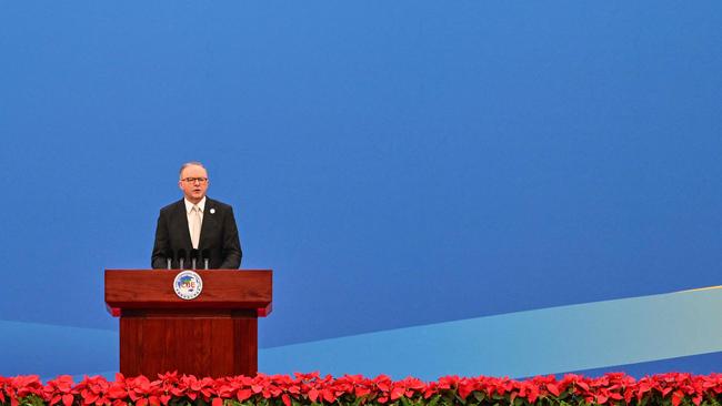 Australia's Prime Minister Anthony Albanese speaks during the opening ceremony of the 6th China International Import Expo.