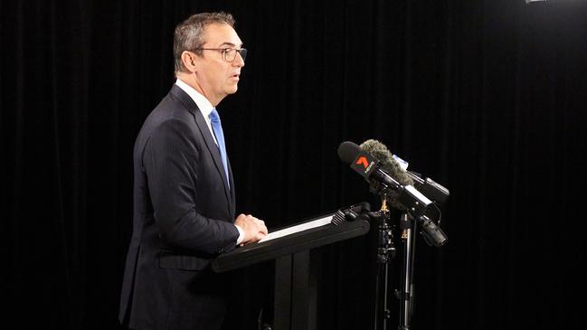 Premier Steven Marshall announces the cabinet reshuffle. Picture: Matt Loxton