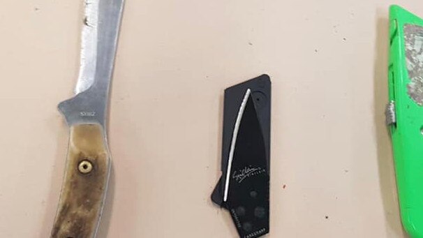 Police found two knives on a man who it's alleged stolen a Mazda 3 at Jesmond. NSW Police.