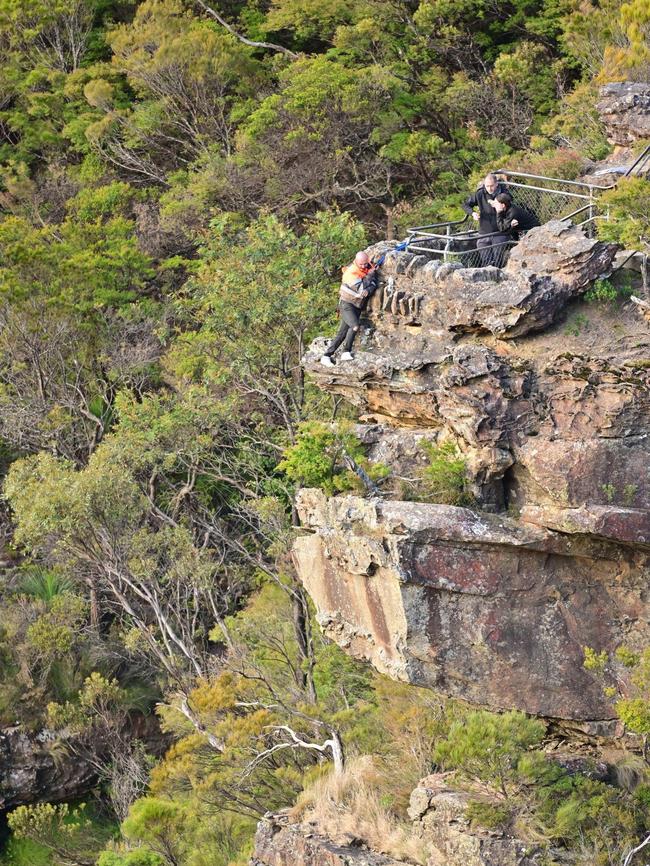 Ashley Gaddie pictured during stand-off in the Blue Mountains. Picture: The Daily Telegraph