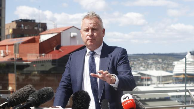 Tasmanian Premier Jeremy Rockliff press conference at The Tasman Hobart after calling an election for March 23rd. Picture: Nikki Davis-Jones