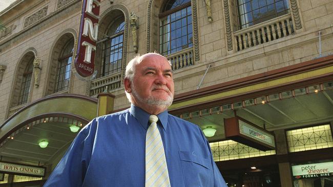 Former Hoyts state manager John Cronin outside the Regent Cinema (formerly Regent Theatre) in 2004. Picture: Advertiser Library