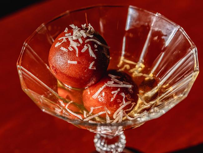 One of the The Chowk’s desserts Lal Mahan, which are delicious fried dumplings, that are coated in a sweet syrup flavoured with a dash of rosewater. Picture: Linda Higginson