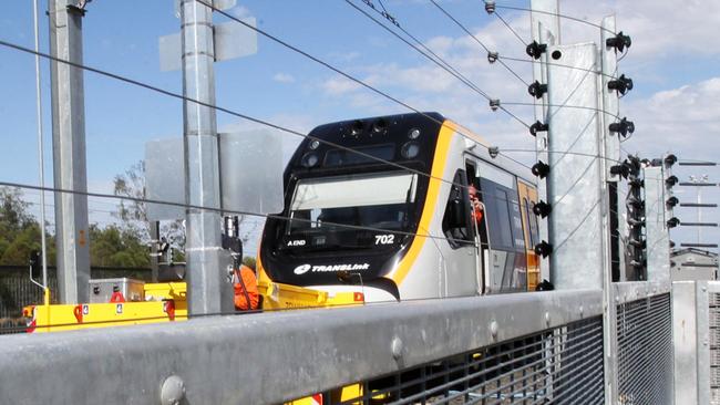 A train that Queensland Rail cannot use due to blind spots for the drivers, stationed at Wulkuraka Maintenance Centre at Ipswich. Picture: Steve Pohlner