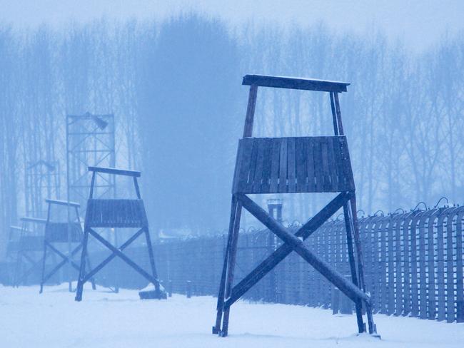 Guard towers and barbed wire fences stand at the former concentrations camp known as Auschwitz II, or Birkenau. Picture: Sean Gallup/Getty Images