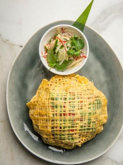 Filled eggnet with pork, prawns, peanuts and caramelised coconut at Longrain. Picture: Instagram