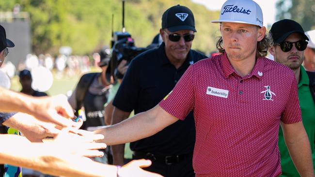 Captain Cameron Smith of Ripper GC greets golf fans during the final round of LIV Golf Adelaide at the Grange Golf Club on Sunday, Apr. 23, 2023 in Adelaide, Australia. (Photo by Jason O'Brien/LIV Golf)