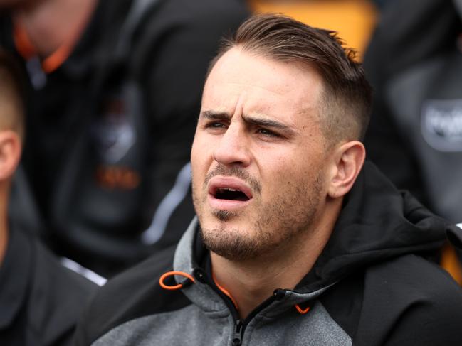 SYDNEY, AUSTRALIA - MARCH 16: Josh Reynolds of the Tigers looks on before the round 1 NRL match between the Wests Tigers and the Manly Warringah Sea Eagles at Leichhardt Oval on March 16, 2019 in Sydney, Australia. (Photo by Matt King/Getty Images)