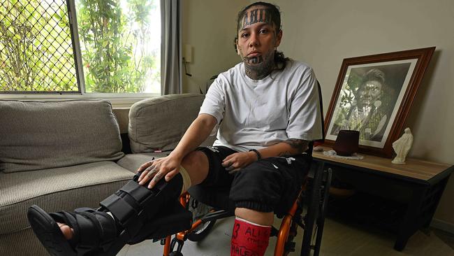 1Tia-Loketi Harvey at her mother’s home in Kallangur. Photo: Lyndon Mechielsen/Courier Mail