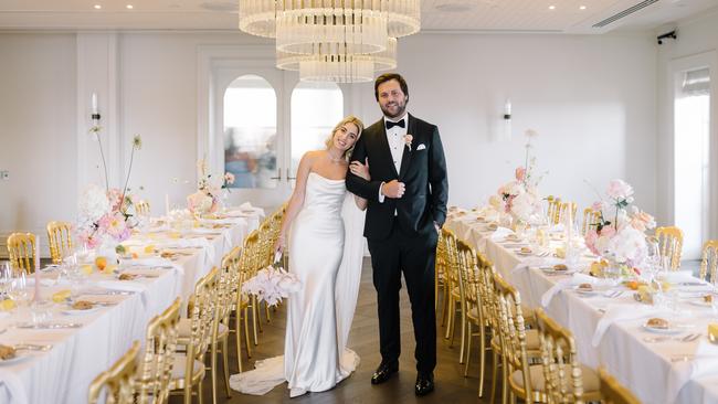 Bangn body founder Priscilla Hajiantoni and Jake Livock wed at The Continental Sorrentoin February. Picture: Wild Romantic Photography