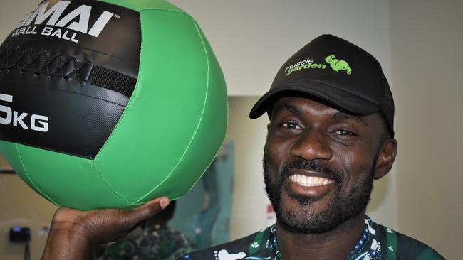 Muscle Garden Health and Fitness founder and director Kay Nyenuh with some of the equipment from the new gym within the Mackay Base Hospital's mental health unit. Picture: Heidi Petith