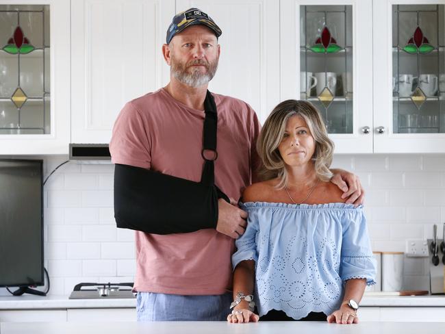 Former AFL footballer John Barnes with his wife Rowena. Picture: Ian Currie