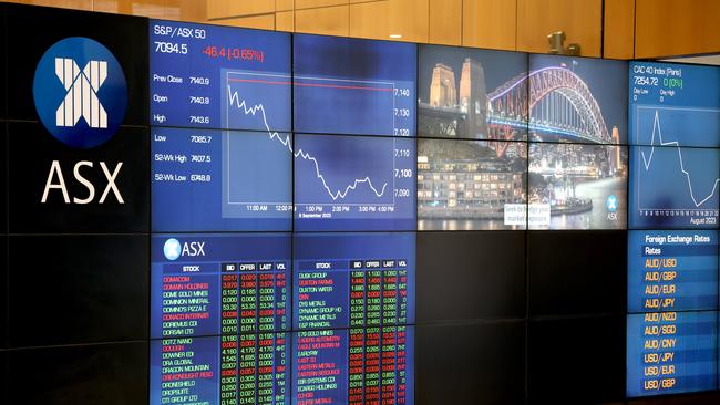 SYDNEY, AUSTRALIA - NewsWire Photos SEPTEMBER 6, 2023: screens at the Australian Stock exchange (ASX) Sydney CBD.Picture: NCA NewsWire / Damian Shaw