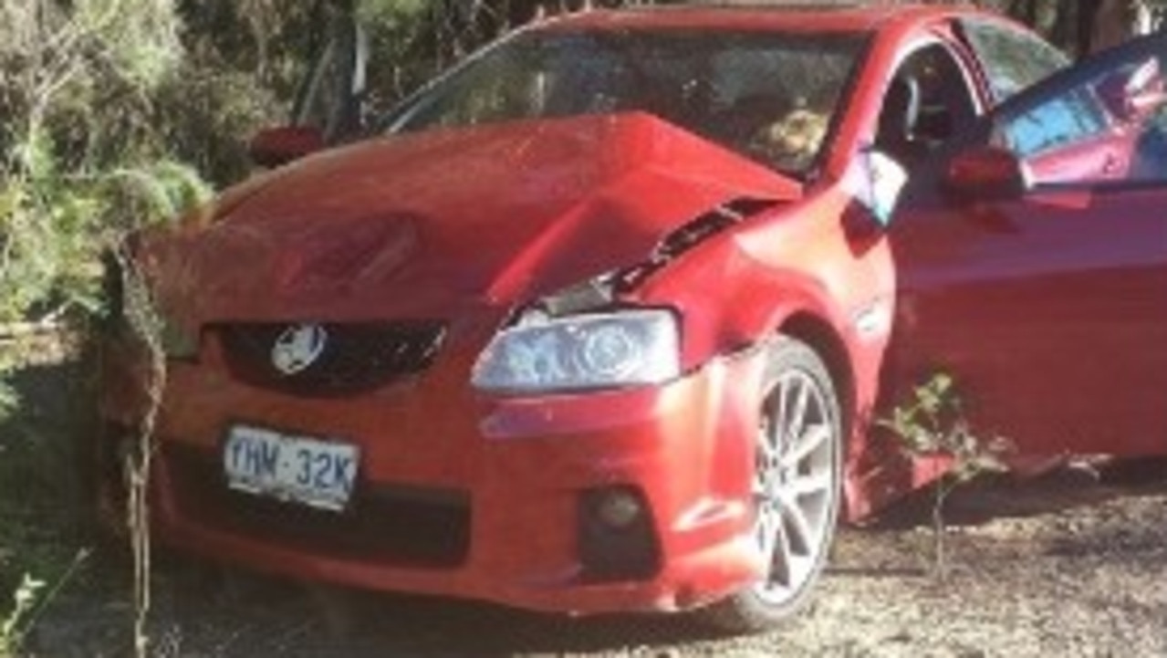 The car crash the family was involved in. Picture: Supplied