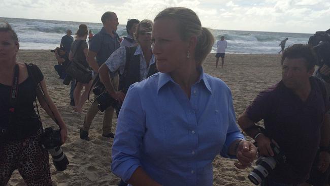 Zara Phillips arrives at Surfers Paradise beach ahead of the Magic Millions barrier draw. Pic: Kathleen Skene