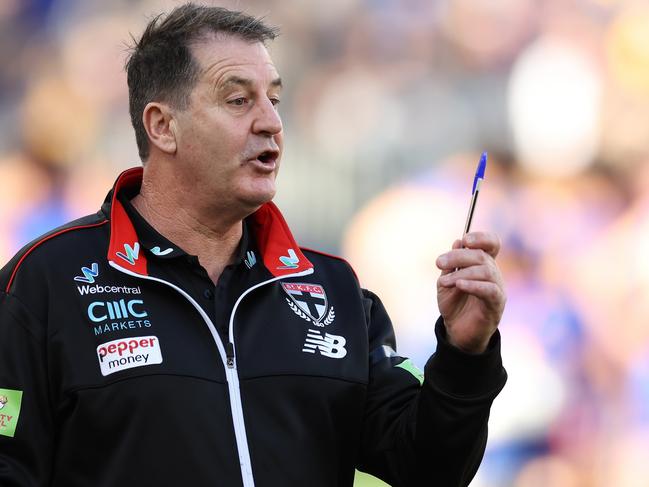 Ross Lyon’s Saints are still in a strong spot to make the eight. Picture: Will Russell/AFL Photos via Getty Images