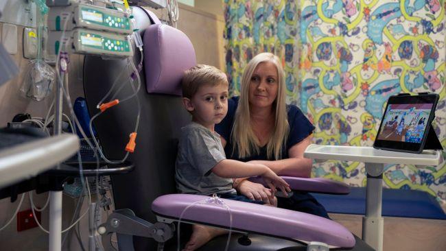 Ash Saunders with his mum Nataasha Timmerman at Queensland Children's Hospital. Picture: Supplied